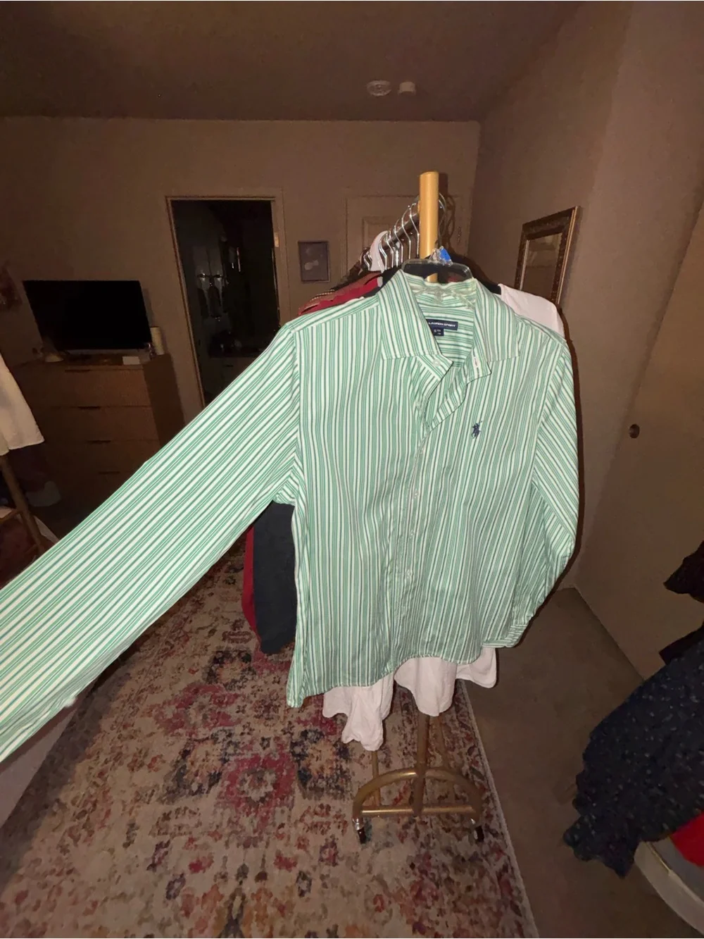 Ralph Lauren Green Striped Boys Button-Up Shirt